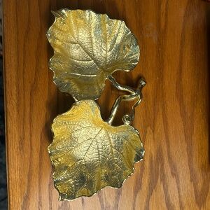 Truly beautiful gold leave candy dish Michael Aram 11” x 5 1/2”